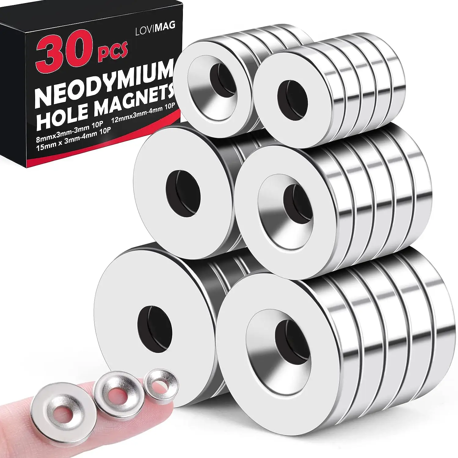 Neodymium Magnet with hole D8-15mm Small Round magnet Super Strong Rare Earth Mini Fridge Permanent magnetic