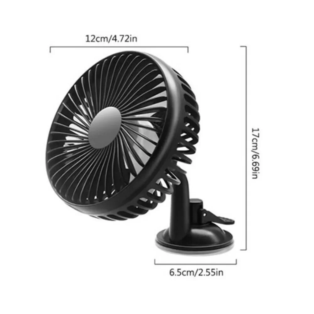 12V/24V 360 Degree All-Round Adjustable Car Air Cooling Dual Head Fan Low Noise Car Cooler Air Fan Accessory
