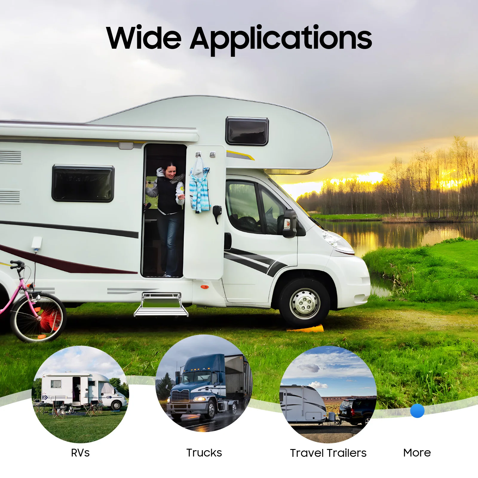 Manuelle RV-Trittstufe, 330 lbs Tragkraft, klappbare Einstiegsstufe, Wohnmobil-Seitenstufe, rutschfeste Campingstufe, RV-Montage mit Schrauben für Wohnmobile, Reiseanhänger, LKWs – Detail 6