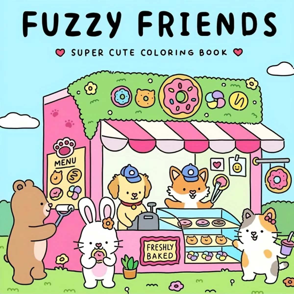 1pc Fuzzy Friends Coloring Book for Adults and Teens, Featuring Cute Animals in Quaint Scenes to Showcase, Ideal for Relaxation