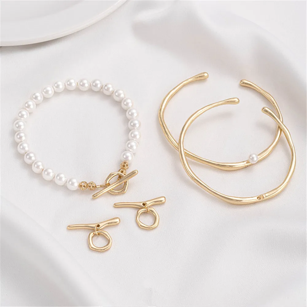 

14K Gold Pack Irregular Branch OT Buckle Accessories Half Hole Bead Holder Open Bracelet DIY Handmade Jewelry Materials B742