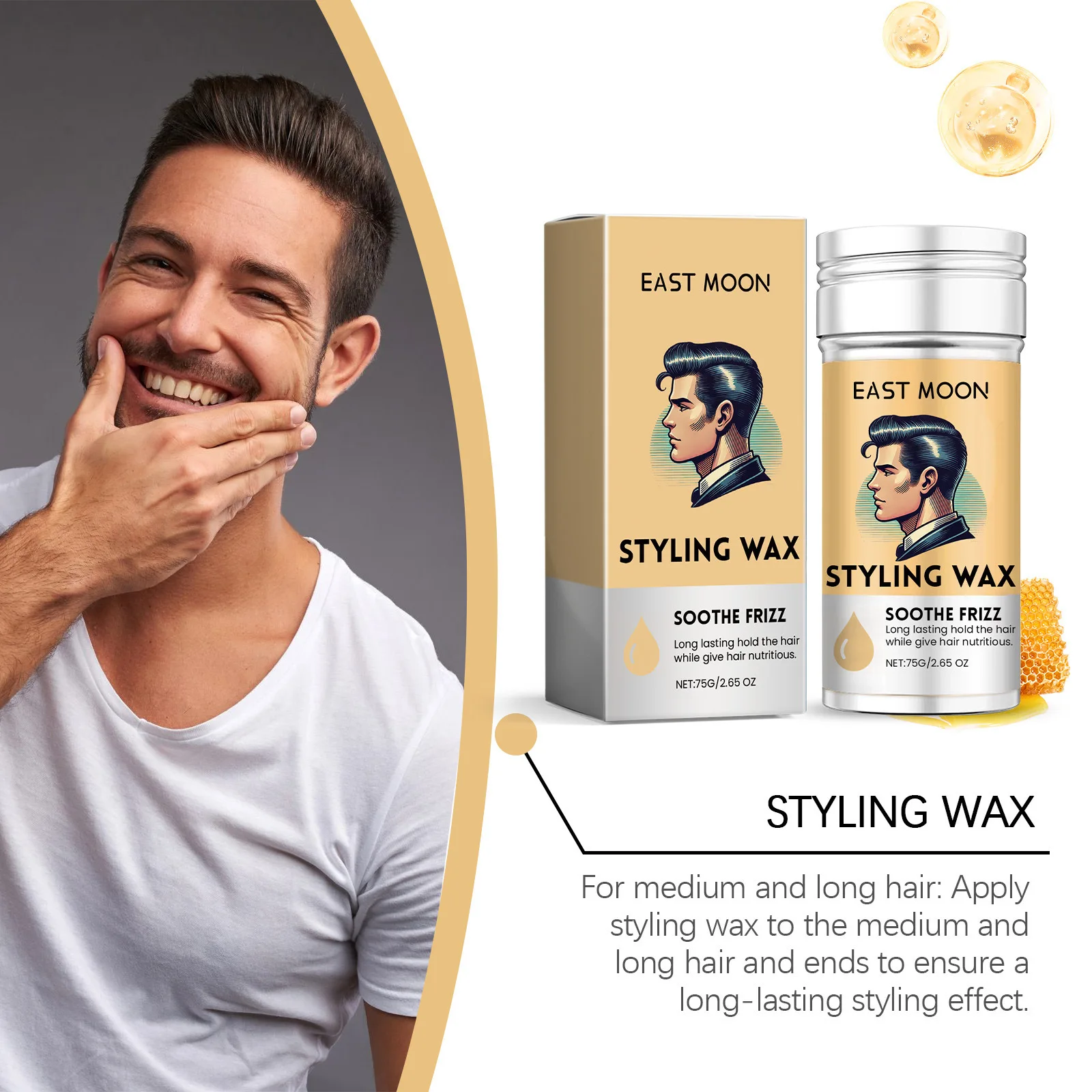 Vitamin E Hair Wax Stick Strong Hold Fixed Fluffy Improve Greasy Reducing Frizz Cosplay Wig Oil Control Men Hair Shaping Pomade
