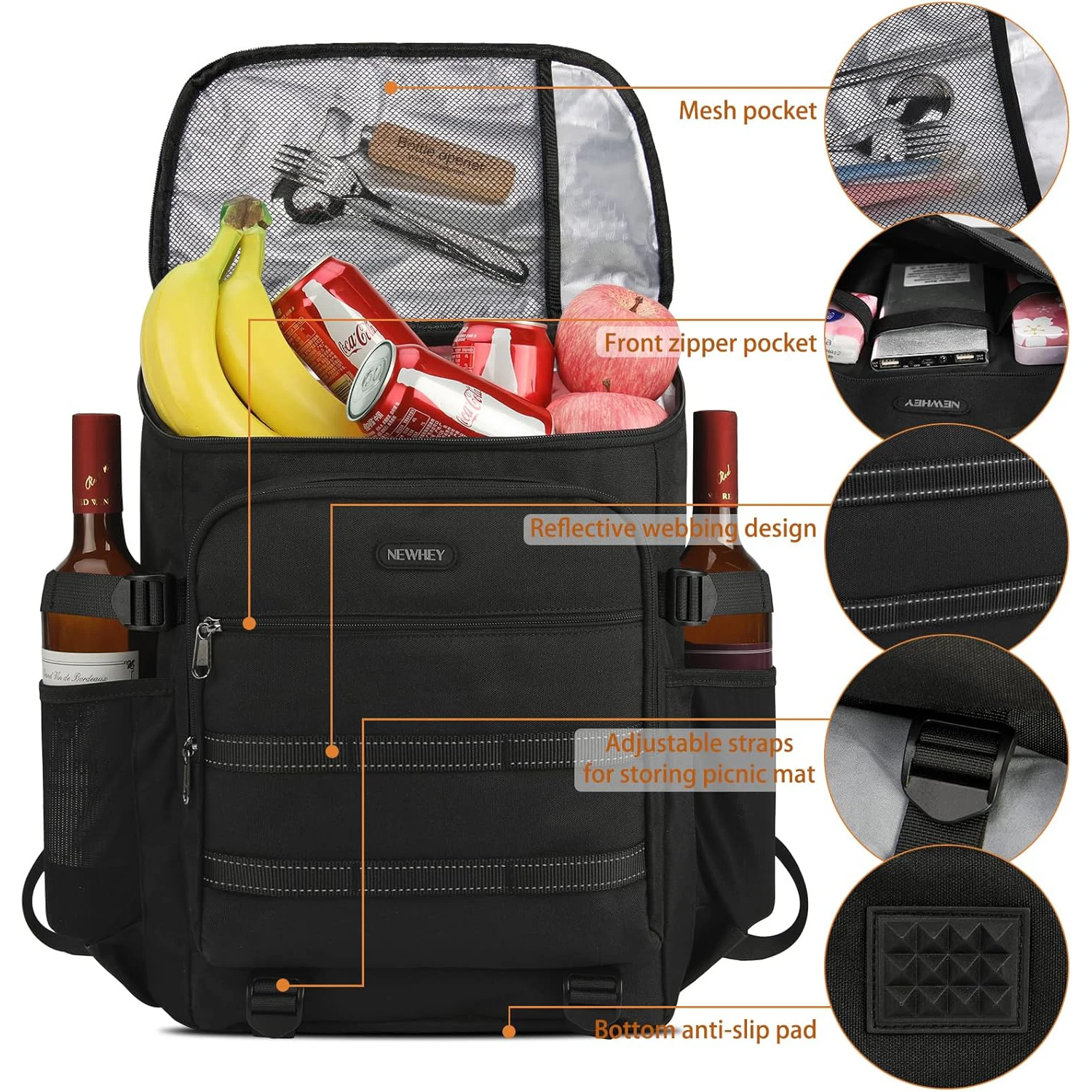 Travel Cooler Backpack Waterproof Insulated Ice Chest Backpack Thermal Leakproof Cooler Lunch Backpack for Picnics Camping Hikin 2