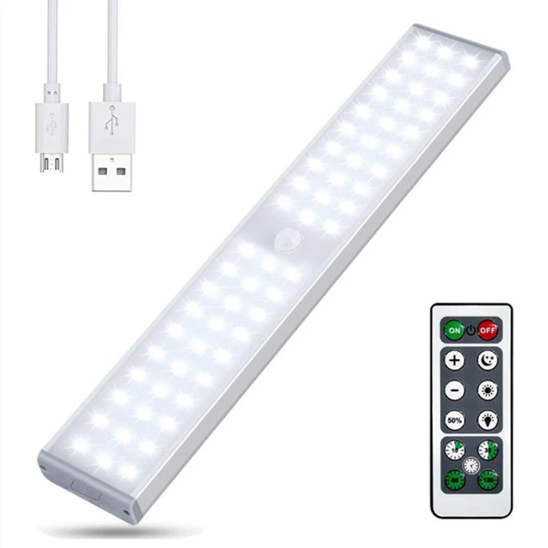 

Светодиодный светильники для шкафа с датчиком движения, 60-светодиодный, беспроводные, с дистанционным управлением, для лестницы, гардероба, кухни