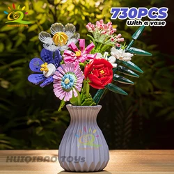 Elegant DIY Flower Bouquet Building Blocks Kit - Creative Floral Arrangement Gift Set (A2 With vase and box)