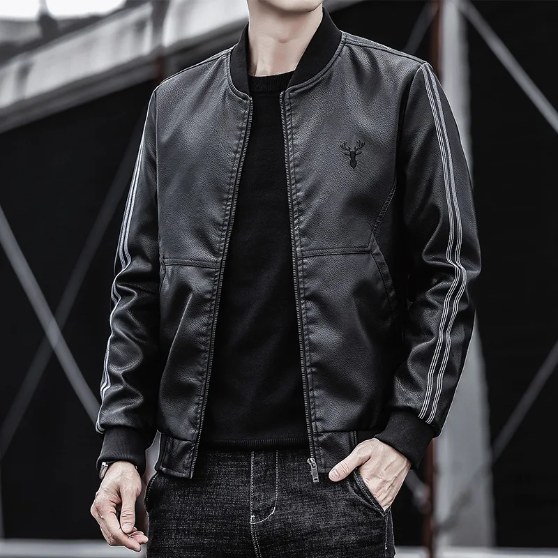 

PU Jacket Trendy Leather Coat Casual Multi Pocket Jacket