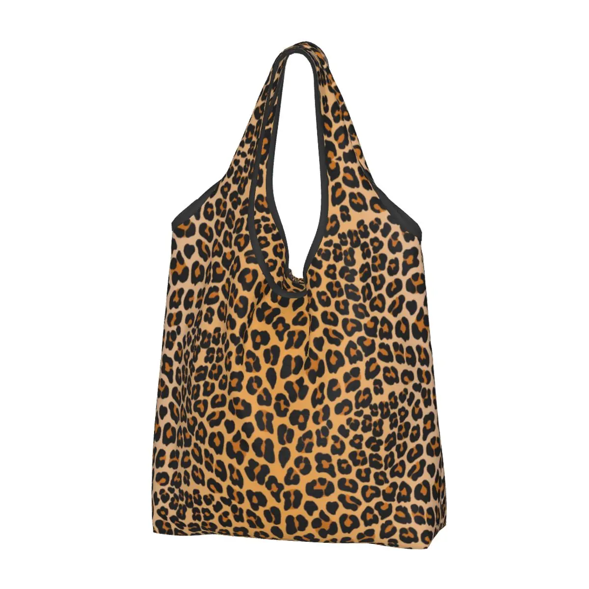 

Leopard Grocery Bag Durable Large Reusable Recycle Foldable Heavy Duty Animal Shopping Eco Bag Washable With Pouch