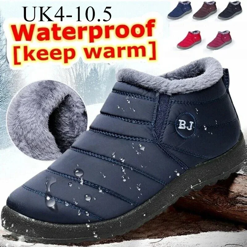 

Couple Cotton Boots Snow Boots Faux Fur Lined Winter Warm Waterproof Anti-slip Mens Womens Ankle Boots Shoes