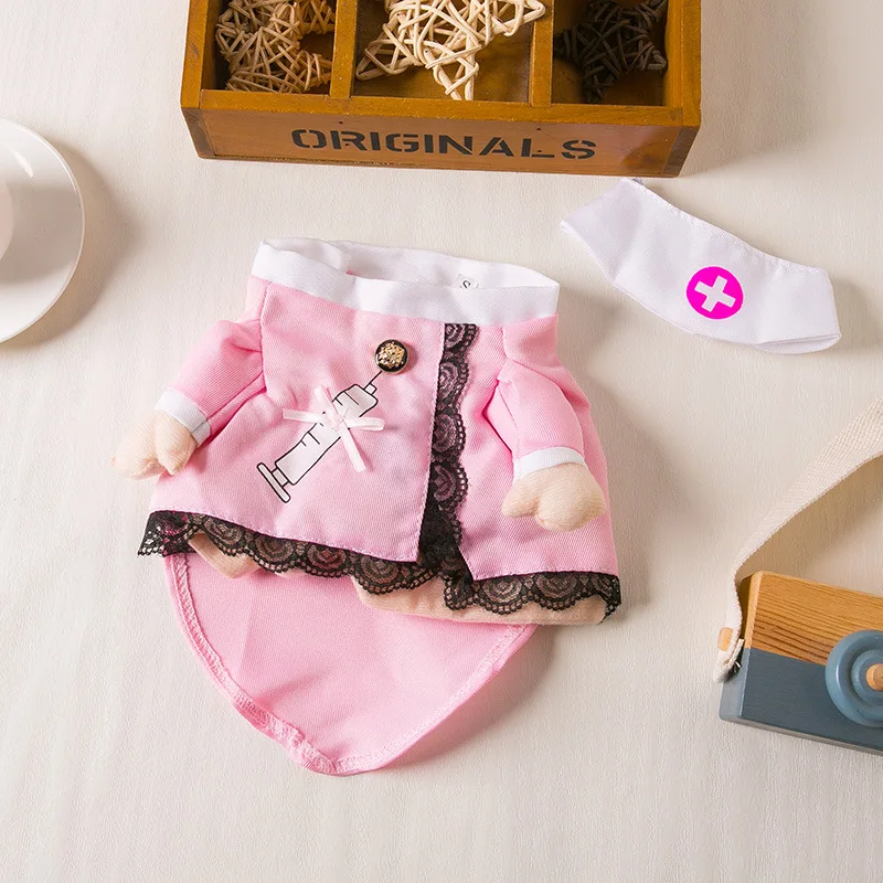 Funny Pet Nurse Costume Transform Your Dog & Cat Into Adorable Medical Staff Teddy Poodle Bulldog Cosplay Outfit