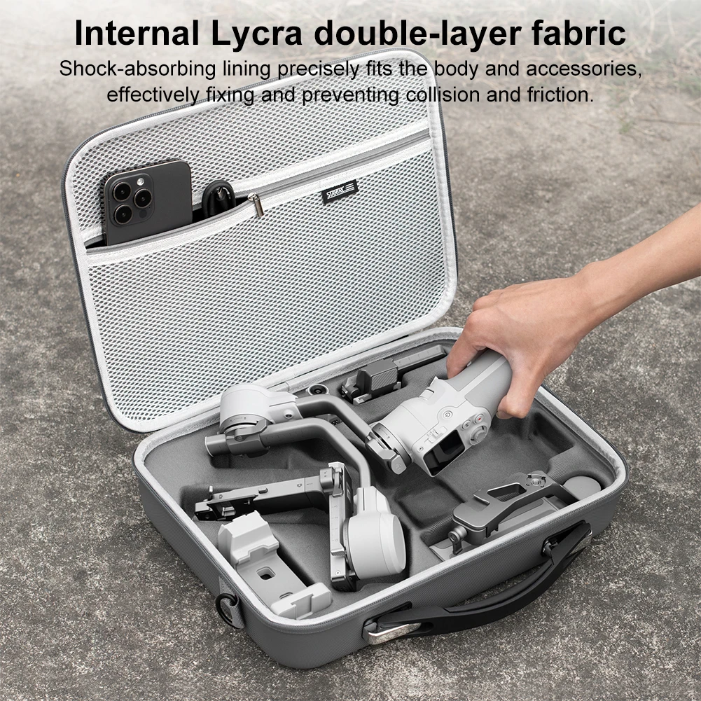 For DJI RS 4 Mini PU Protective Case Shoulder Storage Bag Handbag Anti-Scratch Shockproof Camera Stabilizer Protector Organizer