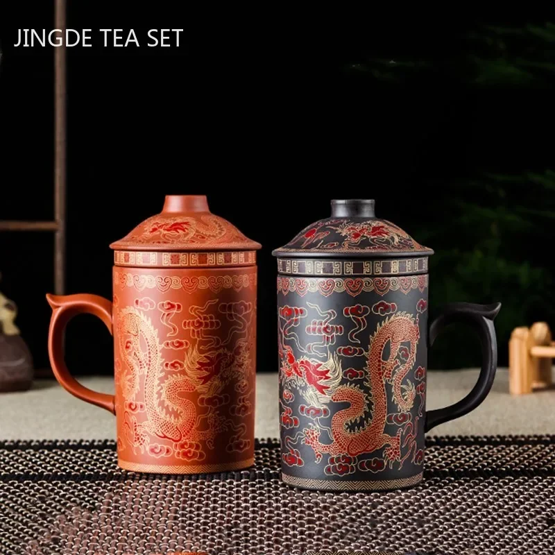 Tazza da tè tradizionale cinese in Ceramica Yixing con decorazione drago e coperchio 73 S6d0ab58cddc649cfb2b69bde818c10bei