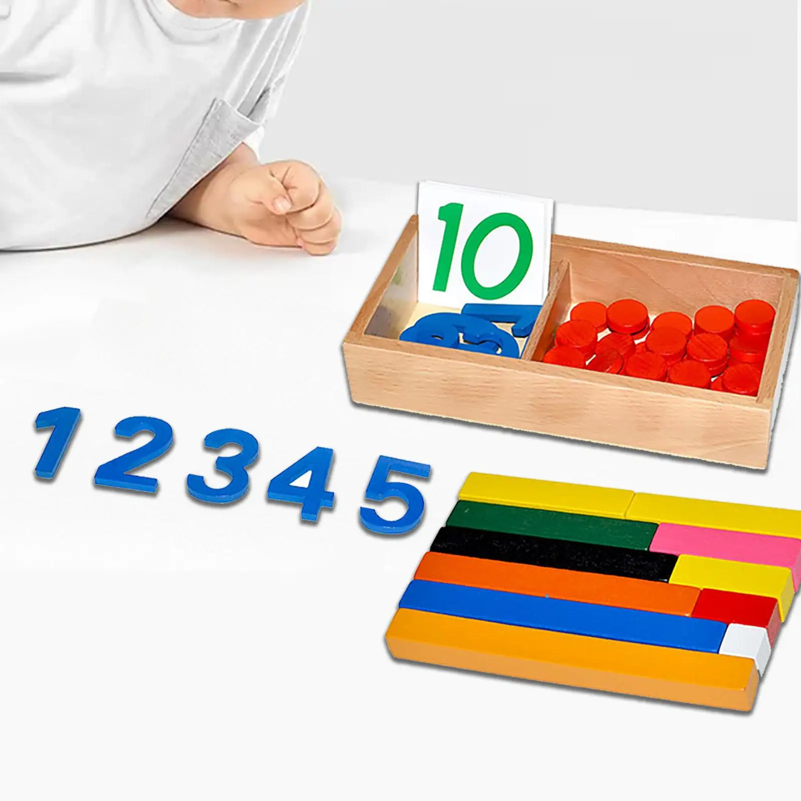 

Wooden Montessori Cards Number and Counters Training Counting Number Block for Children Preschool Kids Homeschool Kindergarten