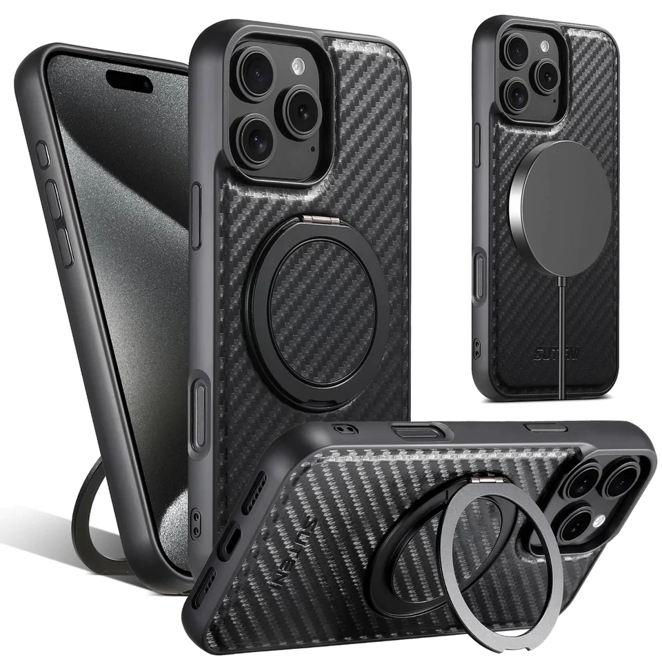 iPhone Pro Max Carbon Fiber Kickstand Case