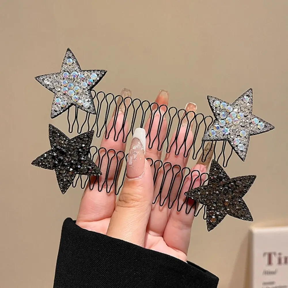 Fresh Rhinestone U Shape Hair Styling Comb Butterfly Star Fixed Combs Headwear Hair Wear Spring Hair Comb Children