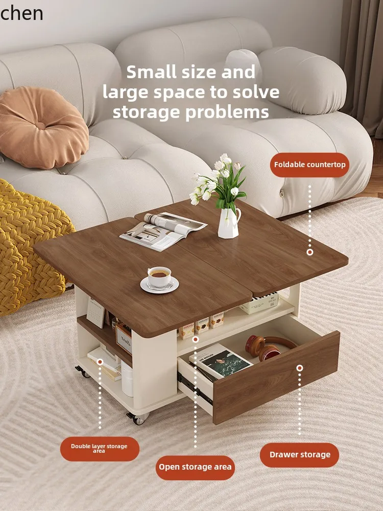 WL removable folding side table coffee table cream wind trolley living room sofa side cabinet