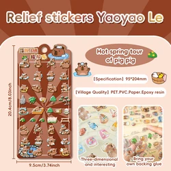 Capybara Cartoon 3D Resin Stickers for Kids - Fun Scrapbooking & DIY Diary Decorations (Hot Spring)