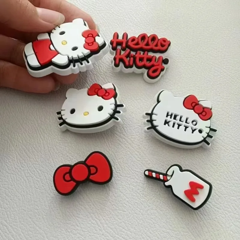 6/10pcs Mesuca Cute Cartoon PVC Shoe Charms KT Cat Shoe Decorations for Clogs Ideal Gifts for Kids