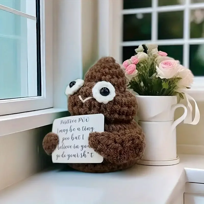 Creative Handmade Yarn Weaving With Positive Energy Funny And Cute Toy Poop Cards Gifts For Friends Christmas Gifts plush toy ornament crafts miniature figurines resin ornaments resin crafts plush knitting doll prank gift