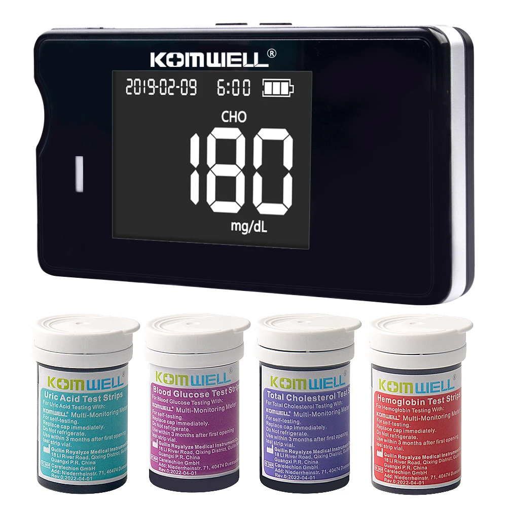 4 in 1 Cholesterol Hemoglobin Uric Acid & Blood Glucose Meter Kits medical Household rapid test monitor with Strips
