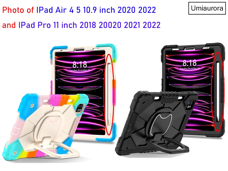 Prova de Choque Robusto Tablet Case Rotação Handle Stand Capa para Ipad 9.7 7th 8th 9th 9th Gen Air 10.9 Pro 11 Crianças à - Imagem 4