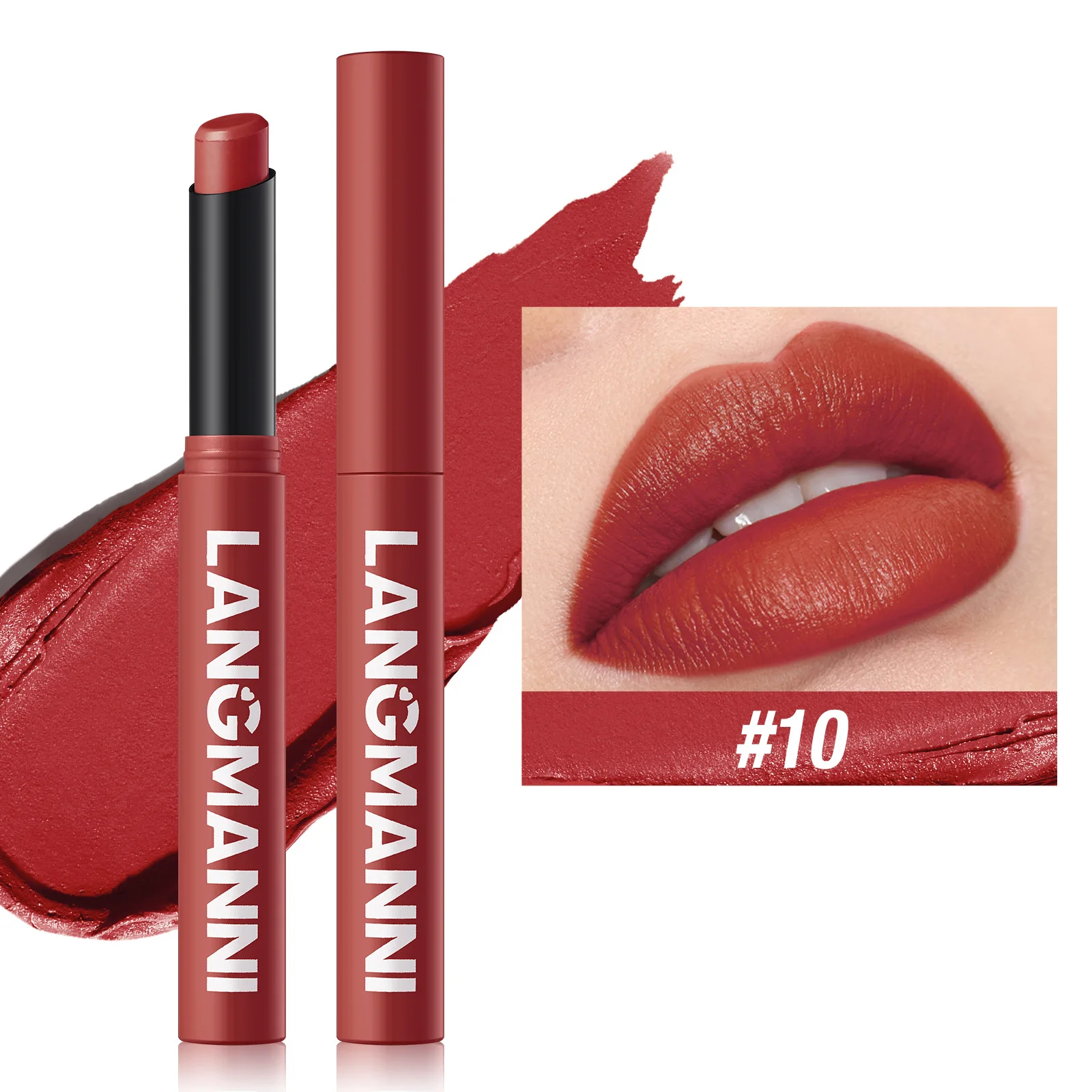 thumbnail image 1 of New 12 Color Lipstick Stick Matte Velvet Smooth Texture Moisturizing Waterproof Long-lasting Non Fading Professional Lipstick 2g, 1 of 5