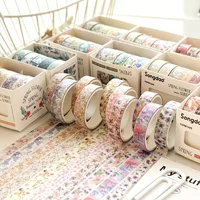 5 rolls of boxed romantic flower handbook tape, cute DIY fresh decorative washi tape for students, a must-have gift for students 2