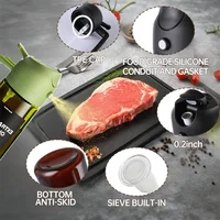 Pulvérisateur d'huile pour la cuisine de 470 ml, distributeur d'huile d'olive 2 en 1 et flacon pulvérisateur d'huile, vaporisateur d'huile avec autocollants, flacon pulvérisateur en verre épais 4