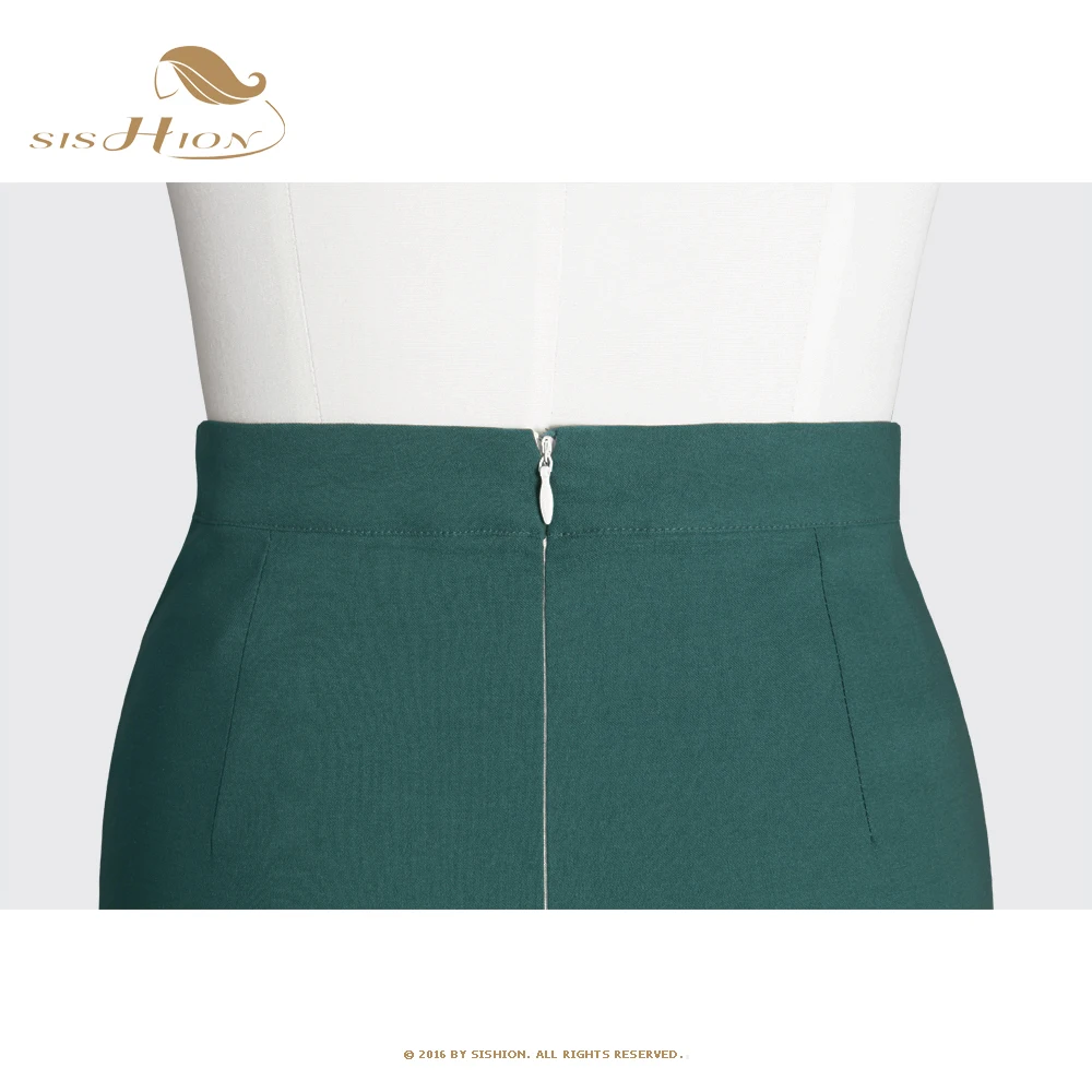 Winter Elegant Skirt Women Green Skirt High Waist Autumn Green