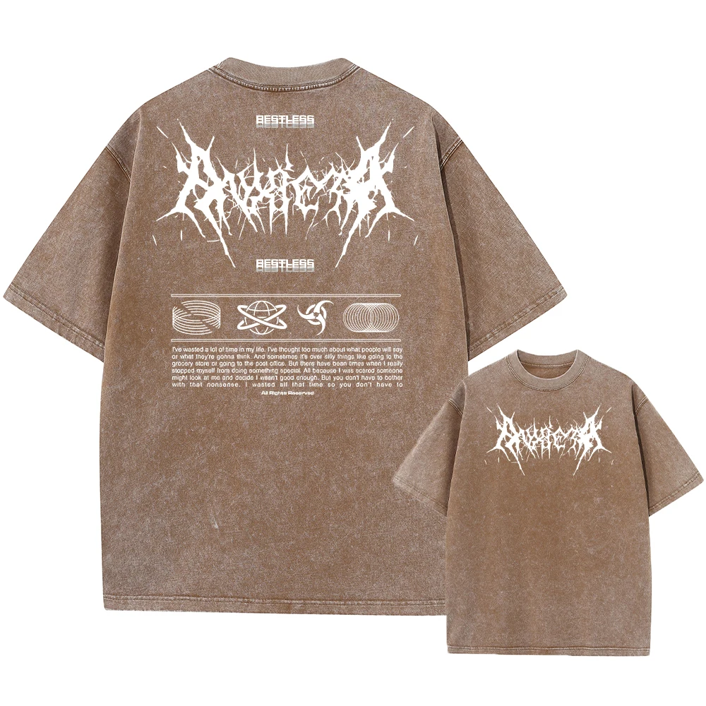 Y2k Acid Washed T Shirt Women Vintage Cotton T-shirts