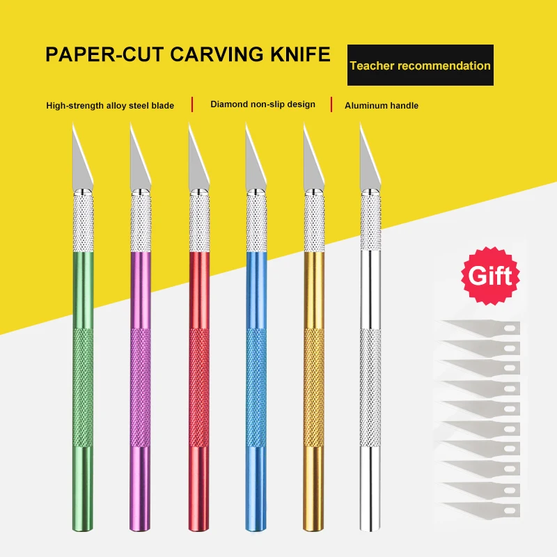 Engraving Non-Slip Metal Scalpel Knife Kit +40pcs Blades Cutter Craft Knives For Mobile Phone PCB Repair Hand Tool