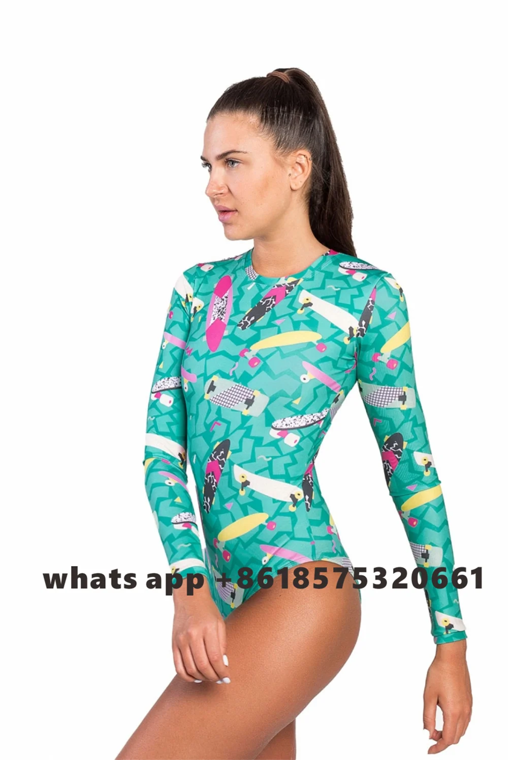 WAVE HARMONY Surf swimwear Sexy LADIES Swimsuit Long Sleeve Sun Protection One-piece Women Bathing Suits Beach Surf Long Sleeves