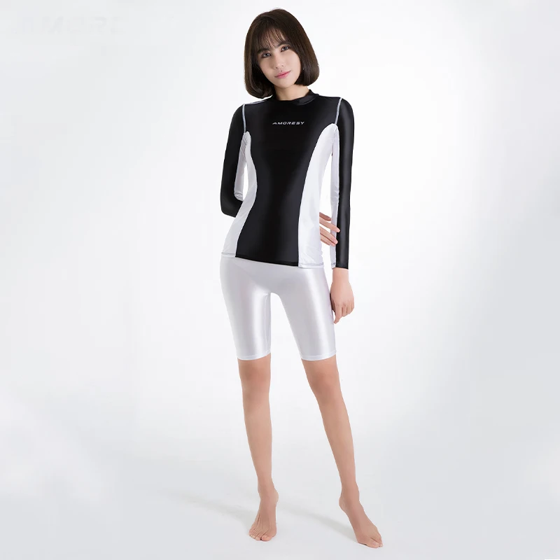 Japan sexy women body swim suit Silky glossy tights oil shiny long