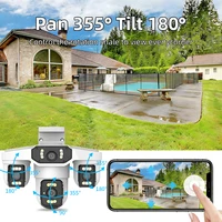 Caméra de sécurité WIFI 8K 15MP, trois écrans, caméra extérieure, quatre objectifs, détection humaine par IA, étanche, caméras vidéo IP CCTV, Onvif Yoosee 4