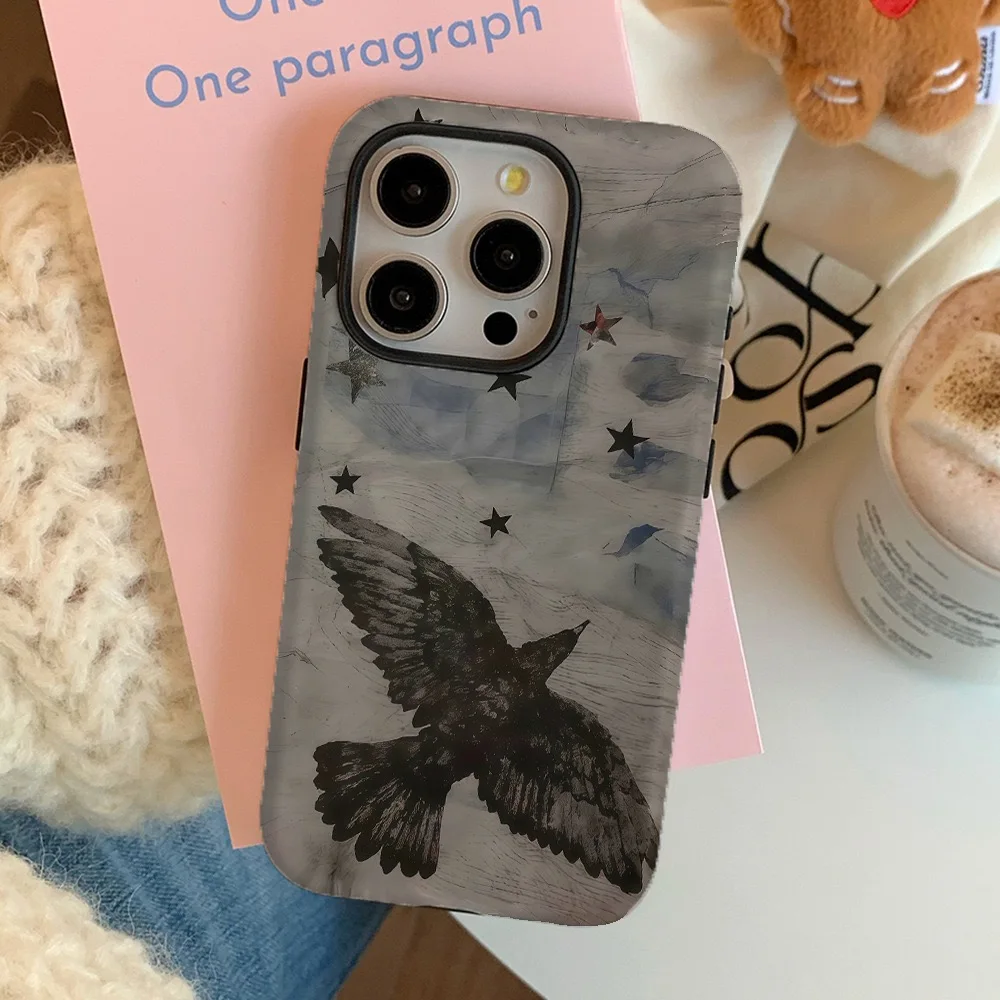 Retro Black Eagle Acrylic & TPU Magnetic Phone Case