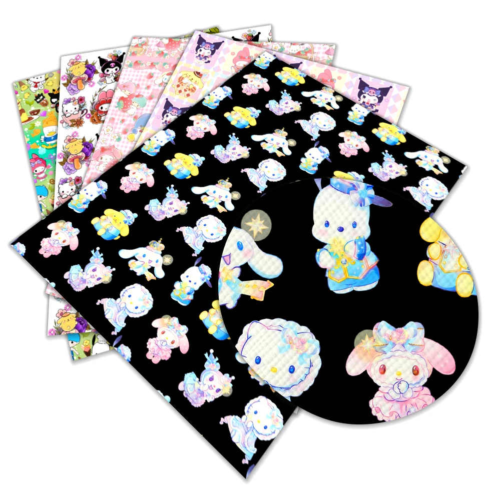 Hello Kitty serie Sanrio ecopelle motivo a croce in pelle sintetica stampata per orecchini borse decorazione fai da te 30*22cm