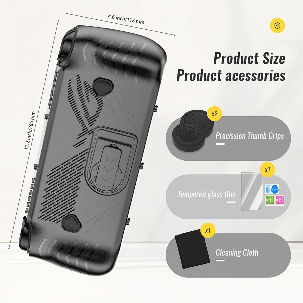 For Asus ROG Ally X TPU Protective Skin Case Shockproof with Stand Drop-proof Anti-Scratch All-round Protection Game Accessories