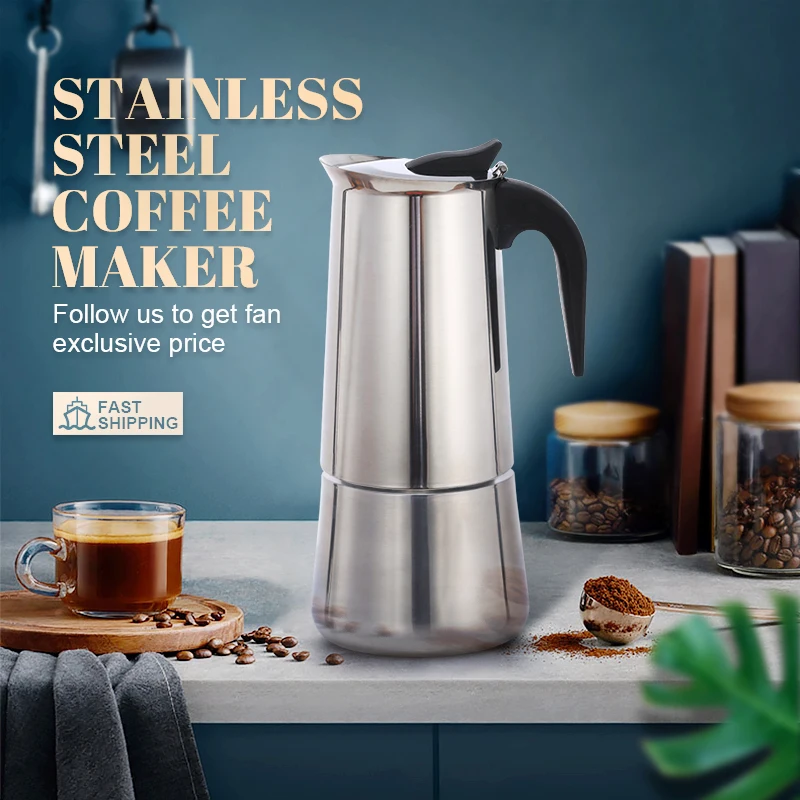 

Stainless Steel Coffee Maker Coffee Kettle Coffee Brewer Latte Percolator Stove Coffee Tools Pot Moka Pot Geyser Coffee Makers
