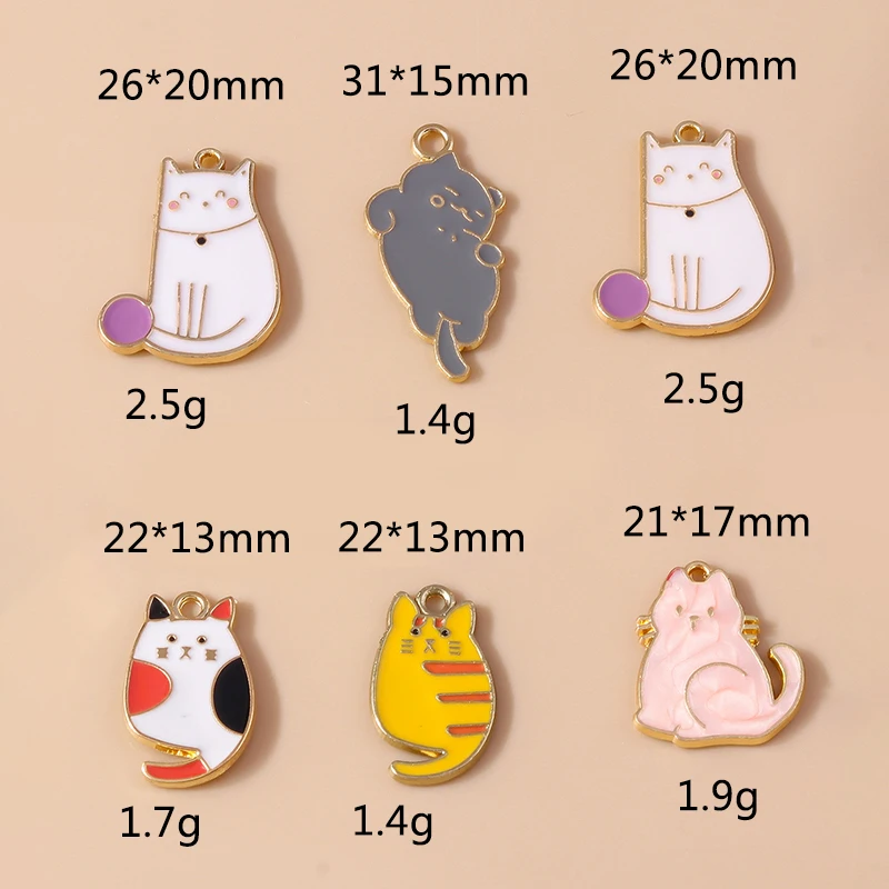 20 Stück Cartoon-Tier-Katzen-Anhänger, Emaille-Fußabdruck-Charms, Anhänger für Schmuckherstellung, Ohrringe, Halsketten, DIY-Bastelzubehör – Detail 6