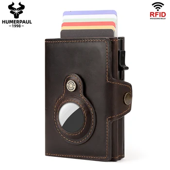 Portafoglio Smart Air Tag di Design di lusso porta carte di credito Pop-Up in pelle RFID portafogli da viaggio leggeri con custodia AirTag Anti-smarrimento