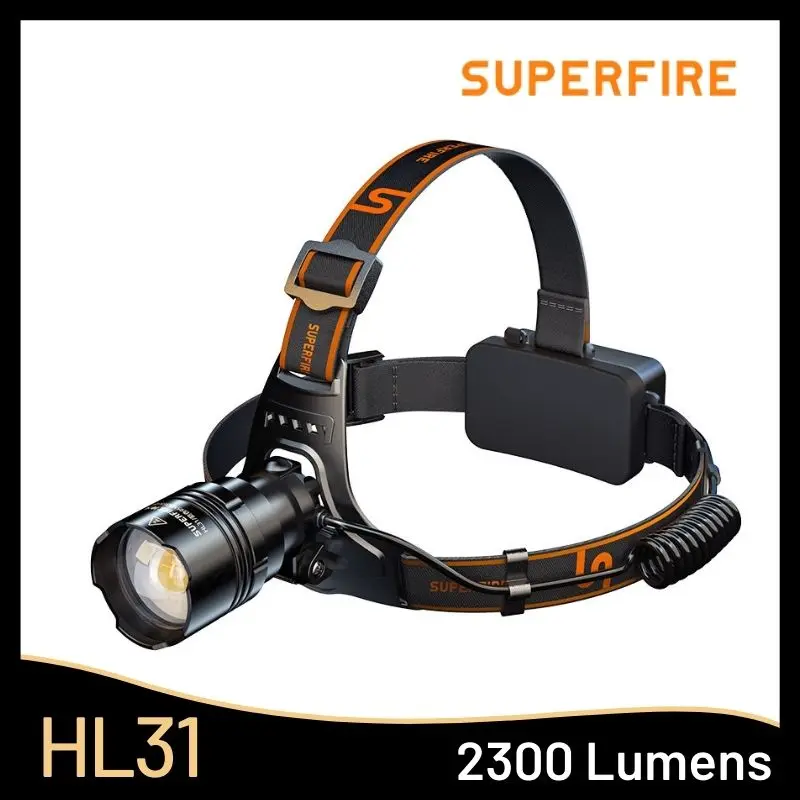 

Supfire HL31 36W High Powerful Headlamp 2300 Lumens Rechargeable Zoom Led Headlight 320M Lighting Distance For Outdoor Torch