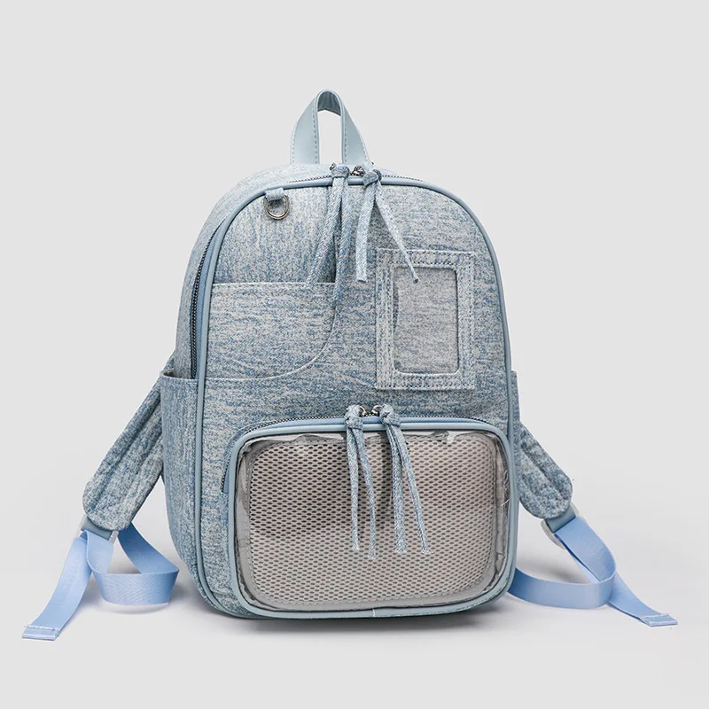 

Универсальный вместительный женский джинсовый рюкзак, однотонная сумка на плечо с регулируемым ремешком, женские сумки с несколькими карманами для поездок