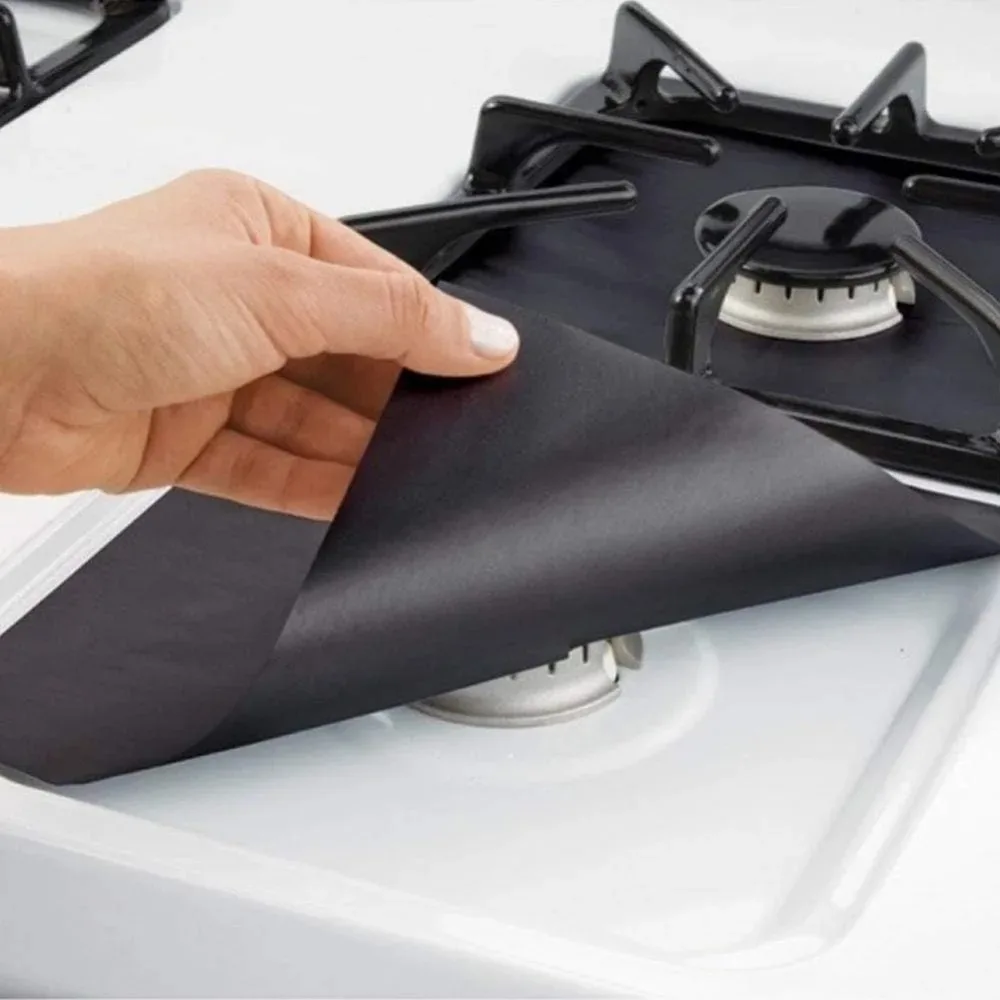 Kitchen Non stick Reusable Gas Stove Top Cover 4/6Pieces Heat Resistant Cuttable Easy To Clean