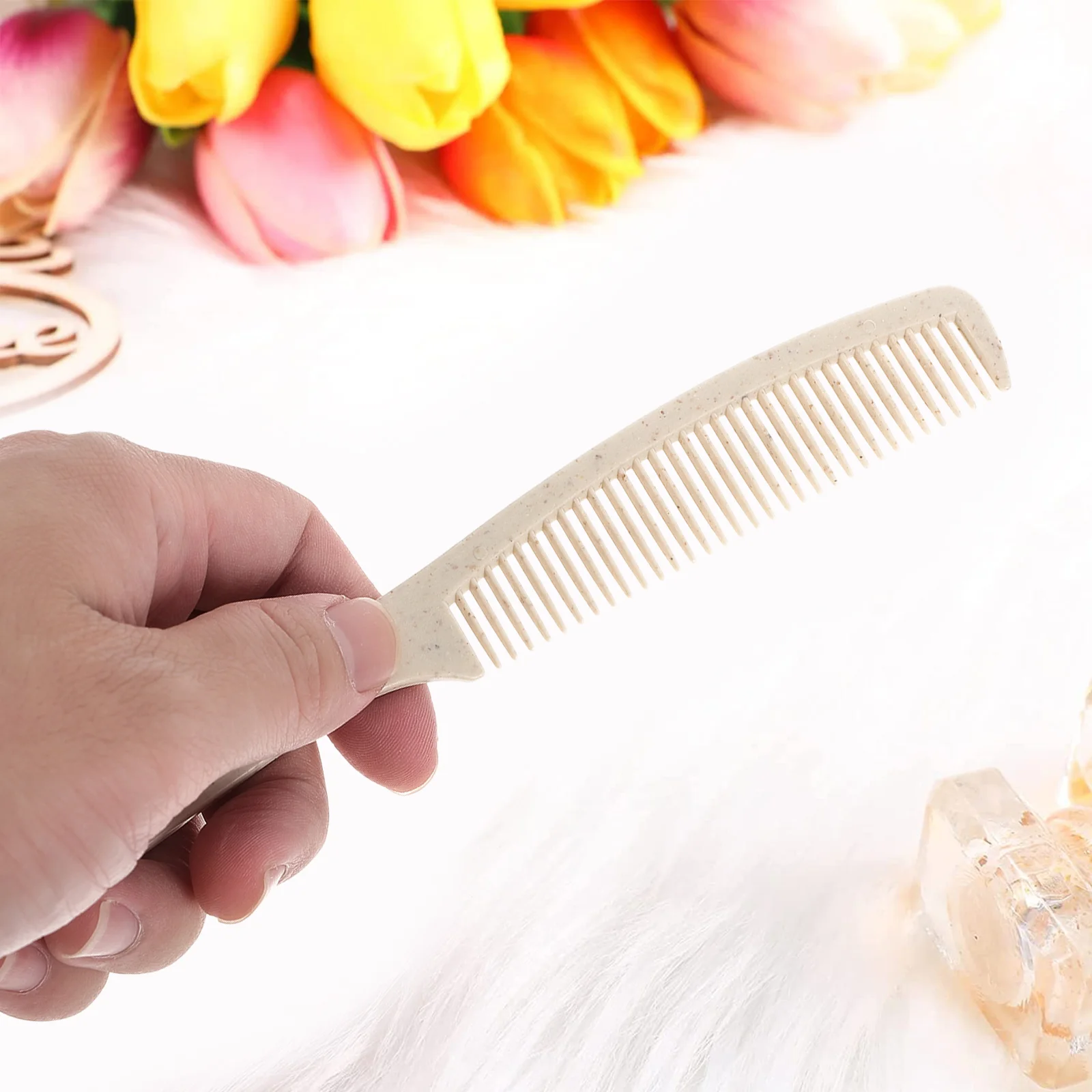 50 Sets Comb Disposable Plastic Pocket Travel Beige Salon Hair Tools Beauty Women's 3