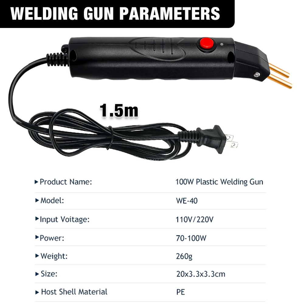 Plastic Welding Kit 100W Plastic Welding Machine Thermal Stapler Electric Soldering Iron Car Bumper Repair Kit PVC Portable Home Garage Welding Tool