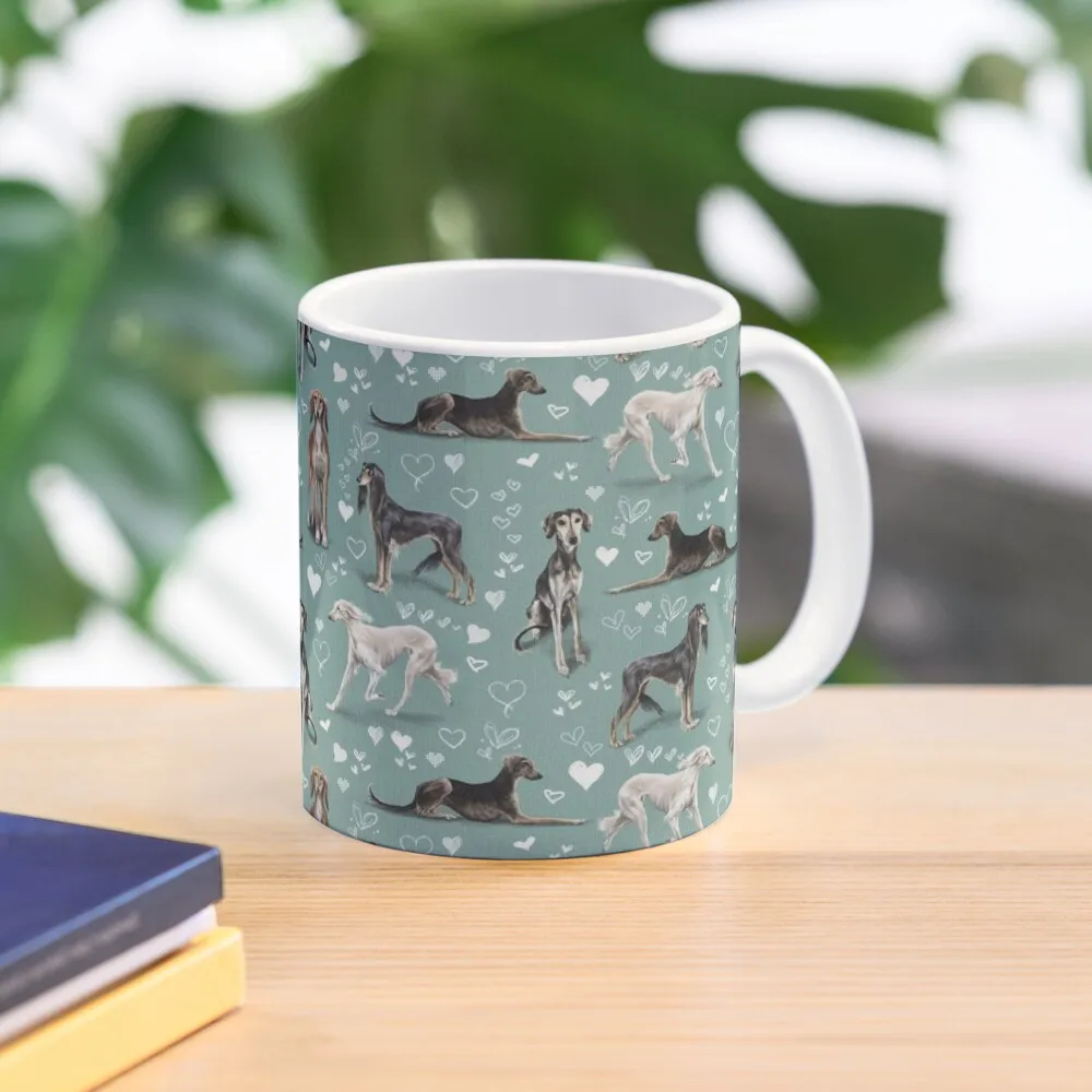 

The Saluki - Green Coffee Mug Tea And Coffee Cups Ceramic Mug Personalized Gifts