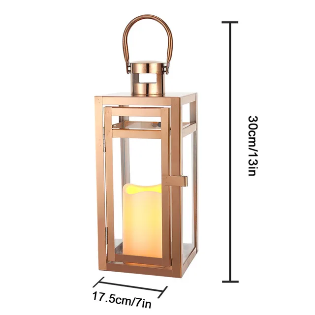 Stainless Steel Candle Holder Lanterns Rose Gold Hanging Lantern