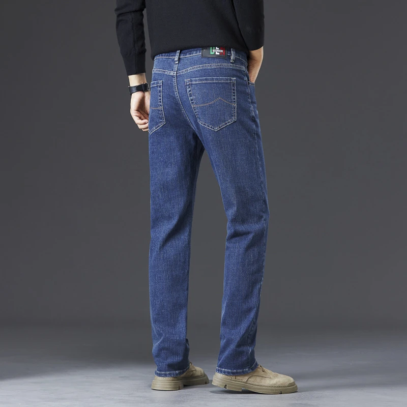 Tall Men Denim Pants Fleece Thick Warm Winter Stretch Jean Male Extra Long Length Leg Trouser 115cm 190cm Black Skinny Thin Slim 2