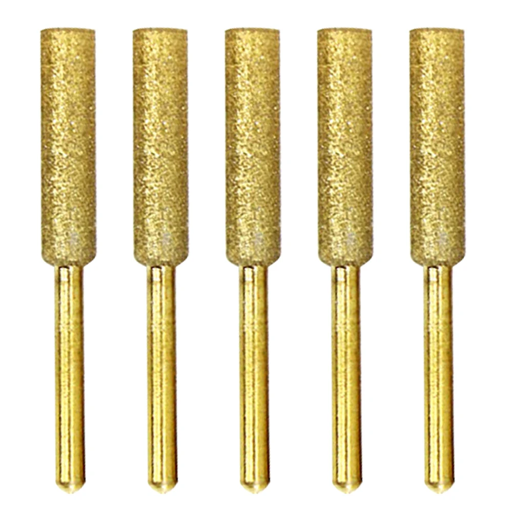5 PCS Diamond Coated Cylinder Head Grinding Bit 4/4.8/5.5mm Chainsaw Sharpener Stone File Chain Saw Sharpening Grinding Tools