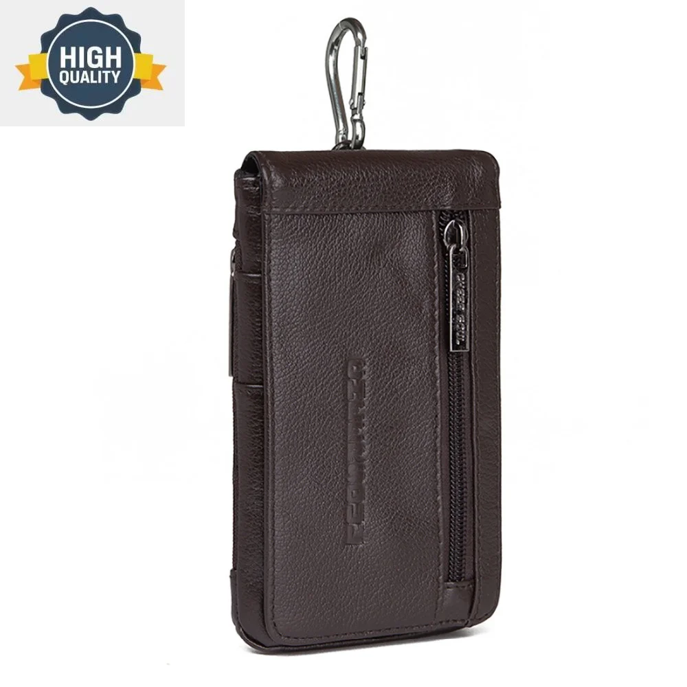 

Cowhide Leather Genuine Men Hook Waist Pack Bag Belt Bum Purse Card Holder 5.2-5.5 Inch Mobile Cell Phone Case Pocket Fanny Bags