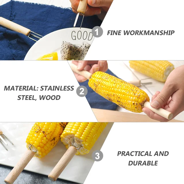 4 Db Fém Villák Kukorica Nyárs Tartó A Cob 10X1,5 Cm -Es Bbq Főzési Szerszámok Rozsdamentes Acél Barbecue Hús - Image 6